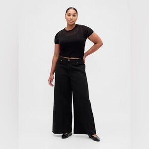 GAP Baggy Mid Rise Black Wide Leg Jeans Size 27